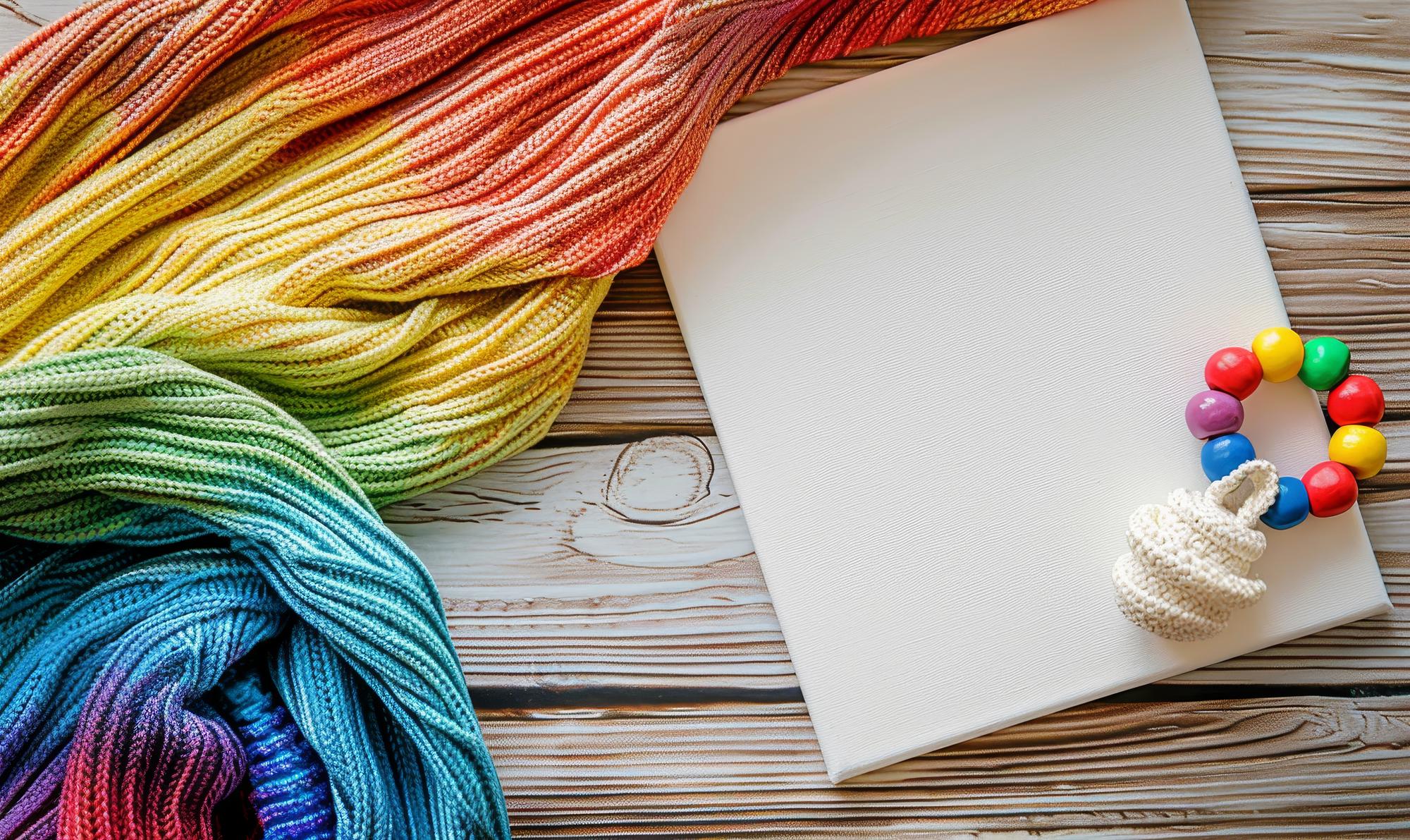 flatlay of embroidered sample cards and color threads